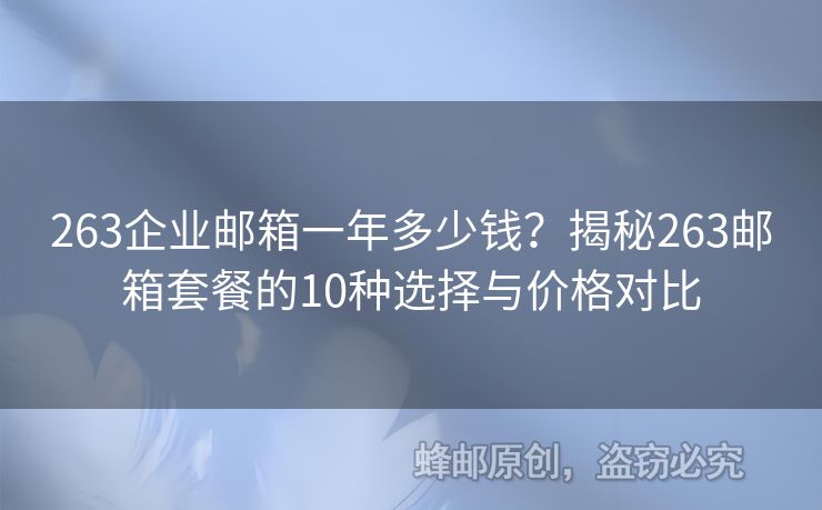 263企业邮箱一年多少钱？揭秘263邮箱套餐的10种选择与价格对比