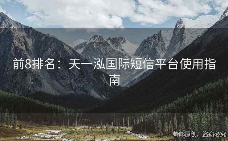 前8排名：天一泓国际短信平台使用指南