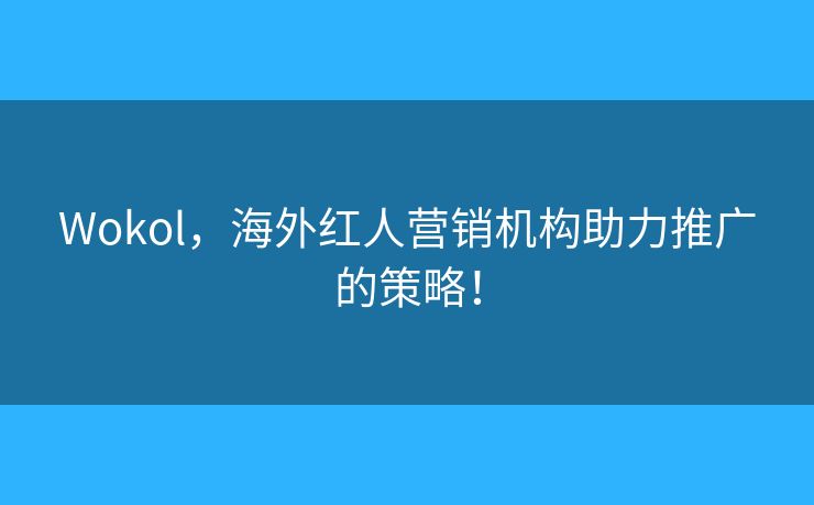 Wokol，海外红人营销机构助力推广的策略！