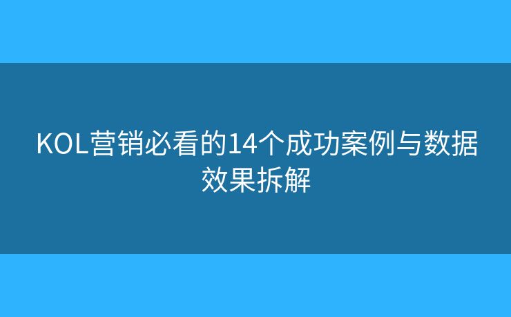 KOL营销必看的14个成功案例与数据效果拆解 KOL营销必看的14个成功案例与数据效果拆解
