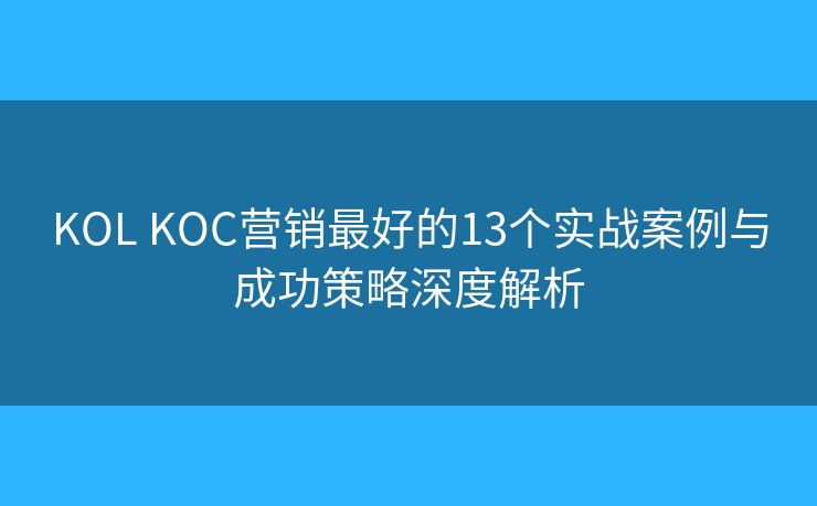KOL KOC营销最好的13个实战案例与成功策略深度解析 KOL KOC营销最好的13个实战案例与成功策略深度解析