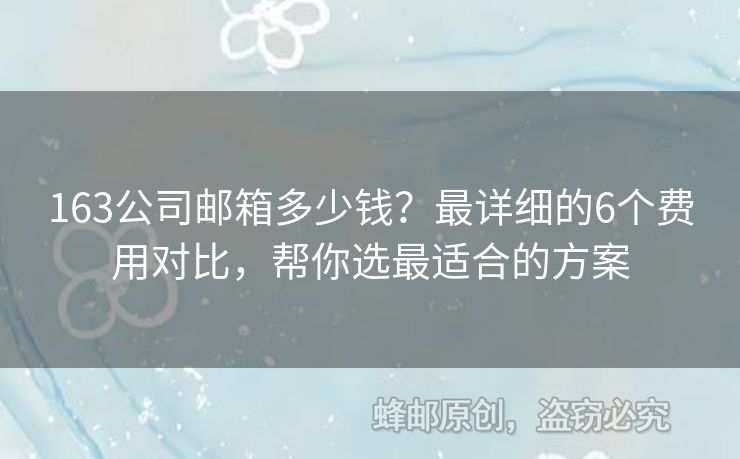 163公司邮箱多少钱？最详细的6个费用对比，帮你选最适合的方案