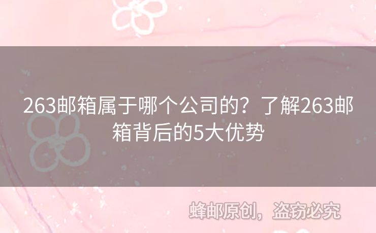 263邮箱属于哪个公司的？了解263邮箱背后的5大优势