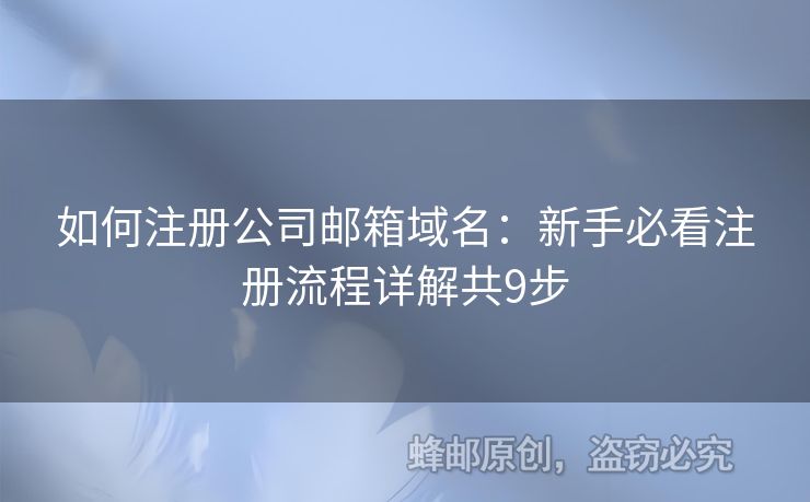 如何注册公司邮箱域名：新手必看注册流程详解共9步