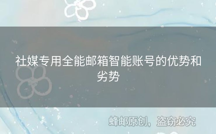 社媒专用全能邮箱智能账号的优势和劣势
