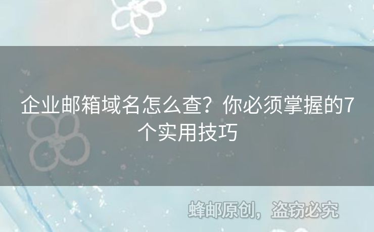 企业邮箱域名怎么查？你必须掌握的7个实用技巧