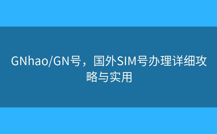 GNhao/GN号，国外SIM号办理详细攻略与实用