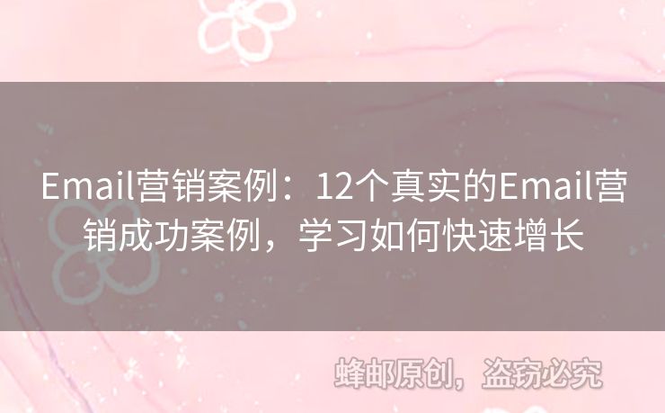 Email营销案例：12个真实的Email营销成功案例，学习如何快速增长