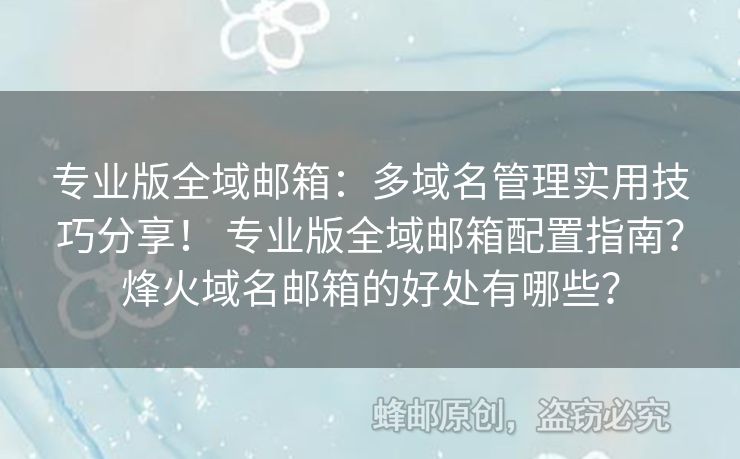 专业版全域邮箱：多域名管理实用技巧分享！ 专业版全域邮箱配置指南？烽火域名邮箱的好处有哪些？