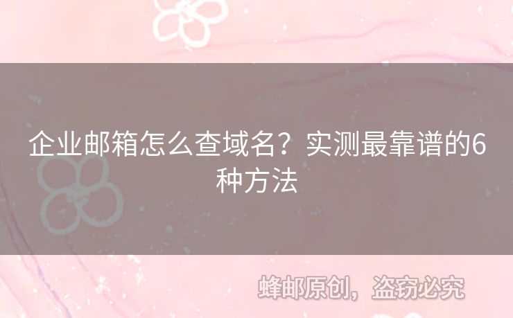 企业邮箱怎么查域名？实测最靠谱的6种方法