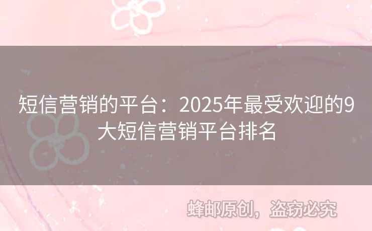 短信营销的平台：2025年最受欢迎的9大短信营销平台排名