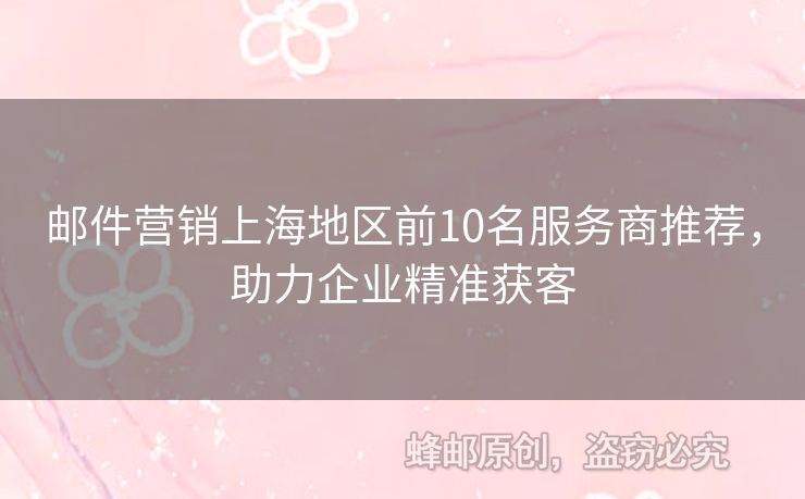邮件营销上海地区前10名服务商推荐，助力企业精准获客