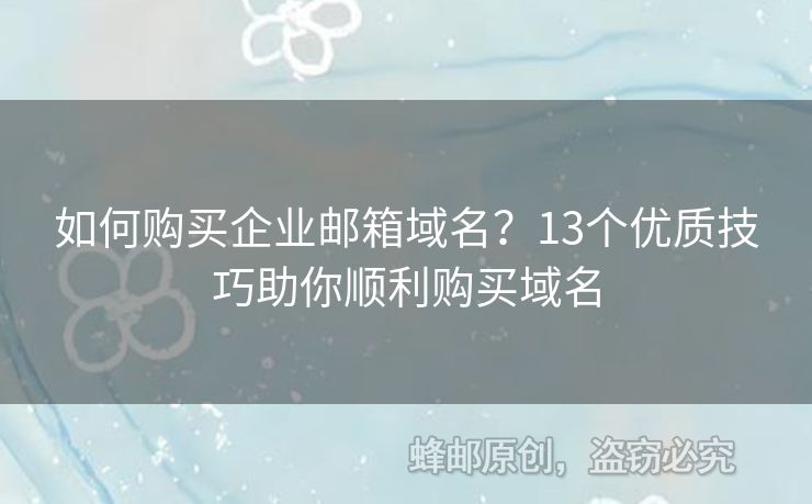 如何购买企业邮箱域名？13个优质技巧助你顺利购买域名