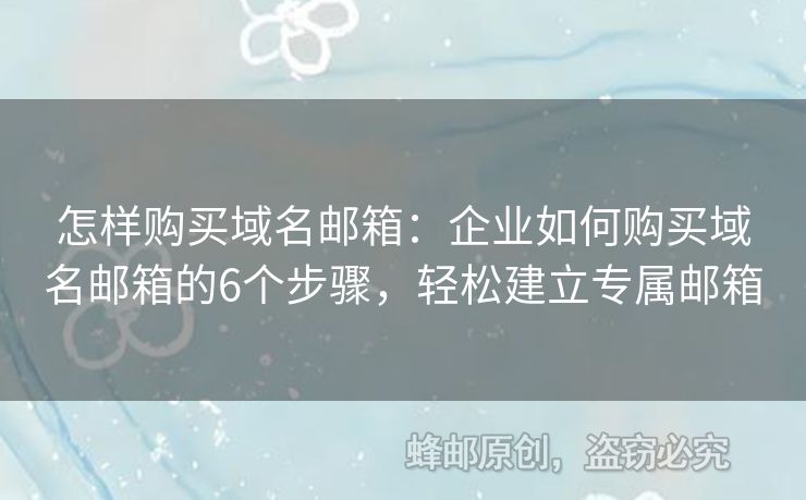 怎样购买域名邮箱：企业如何购买域名邮箱的6个步骤，轻松建立专属邮箱