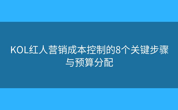 KOL红人营销成本控制的8个关键步骤与预算分配 KOL红人营销成本控制的8个关键步骤与预算分配