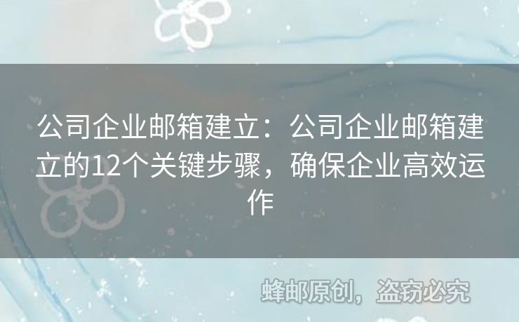 公司企业邮箱建立：公司企业邮箱建立的12个关键步骤，确保企业高效运作