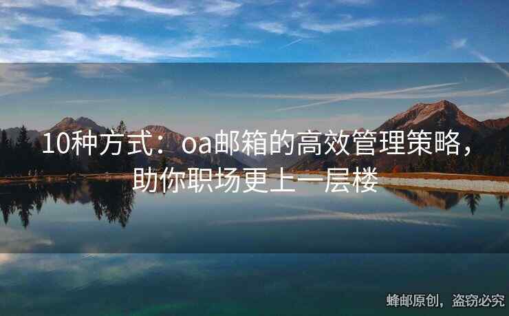 10种方式：oa邮箱的高效管理策略，助你职场更上一层楼
