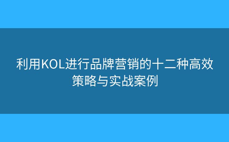 利用KOL进行品牌营销的十二种高效策略与实战案例 利用KOL进行品牌营销的十二种高效策略与实战案例