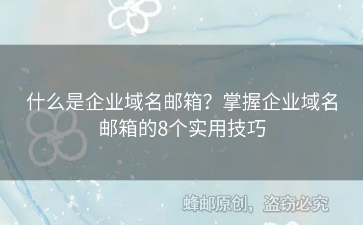 什么是企业域名邮箱？掌握企业域名邮箱的8个实用技巧