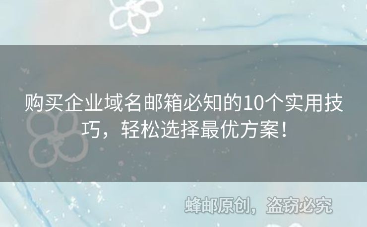 购买企业域名邮箱必知的10个实用技巧，轻松选择最优方案！