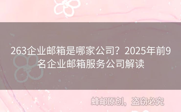 263企业邮箱是哪家公司？2025年前9名企业邮箱服务公司解读