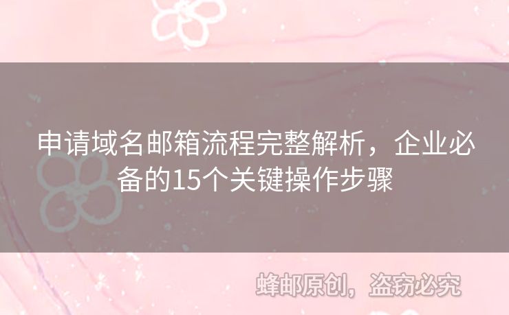 申请域名邮箱流程完整解析，企业必备的15个关键操作步骤