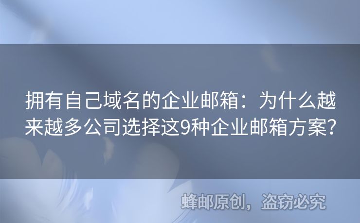 拥有自己域名的企业邮箱：为什么越来越多公司选择这9种企业邮箱方案？