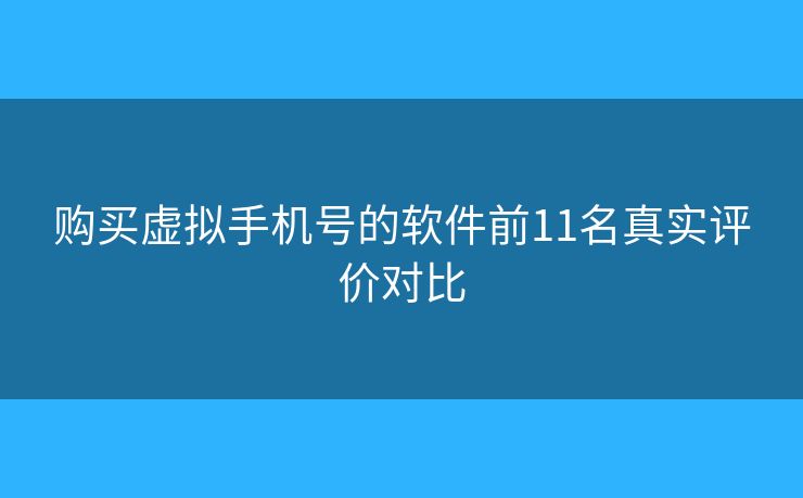 购买虚拟手机号的软件前11名真实评价对比