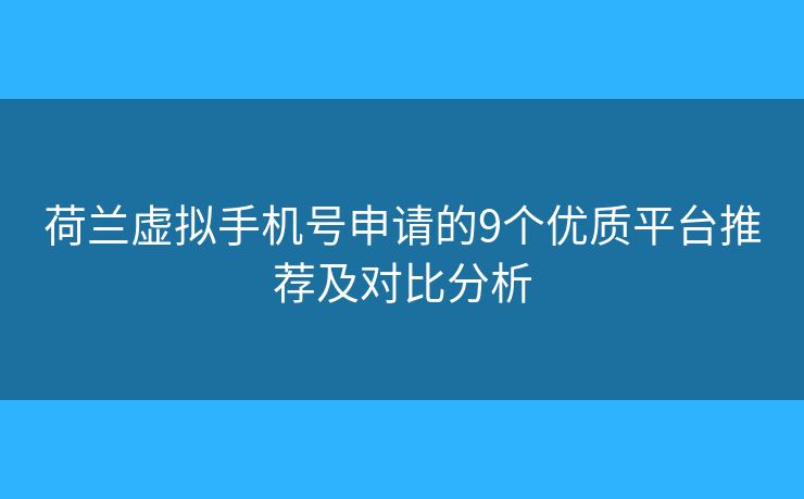 荷兰虚拟手机号申请的9个优质平台推荐及对比分析