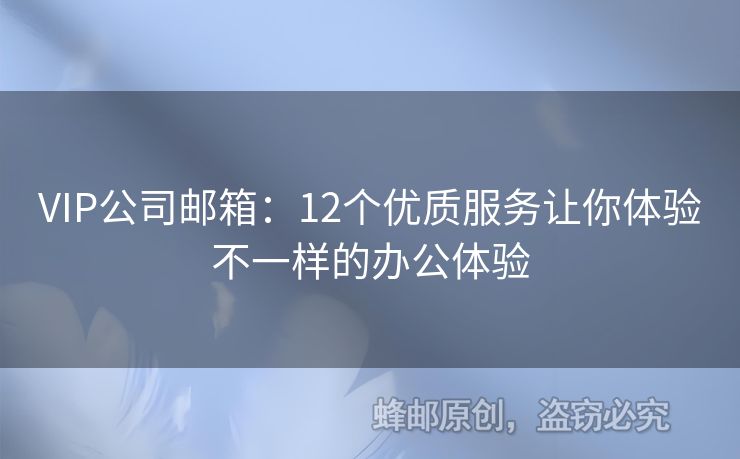 VIP公司邮箱：12个优质服务让你体验不一样的办公体验