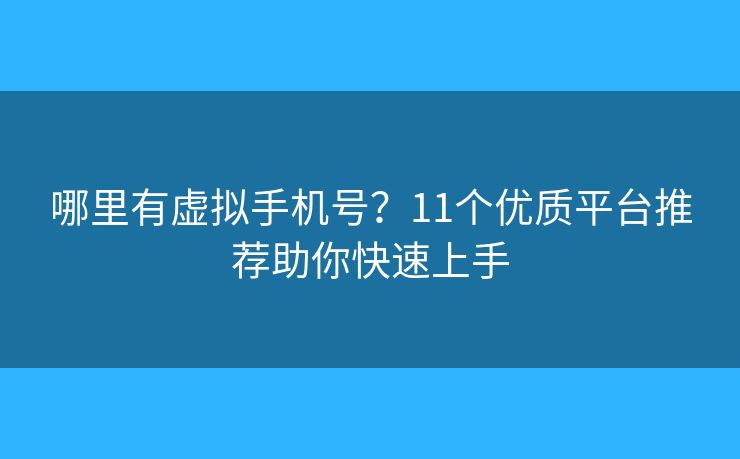 哪里有虚拟手机号？11个优质平台推荐助你快速上手