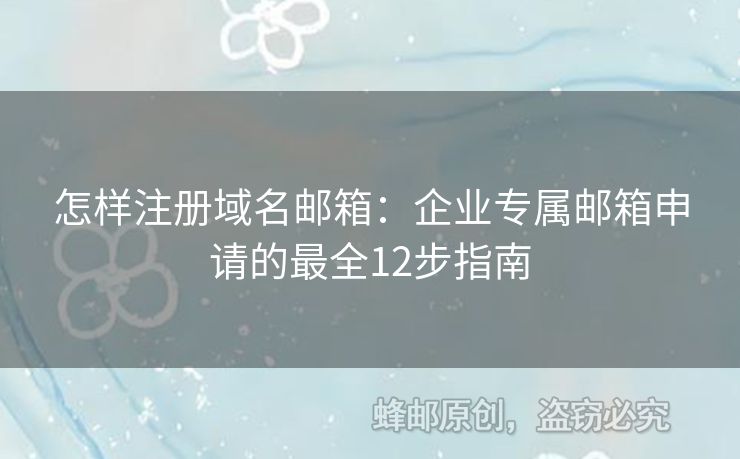 怎样注册域名邮箱：企业专属邮箱申请的最全12步指南