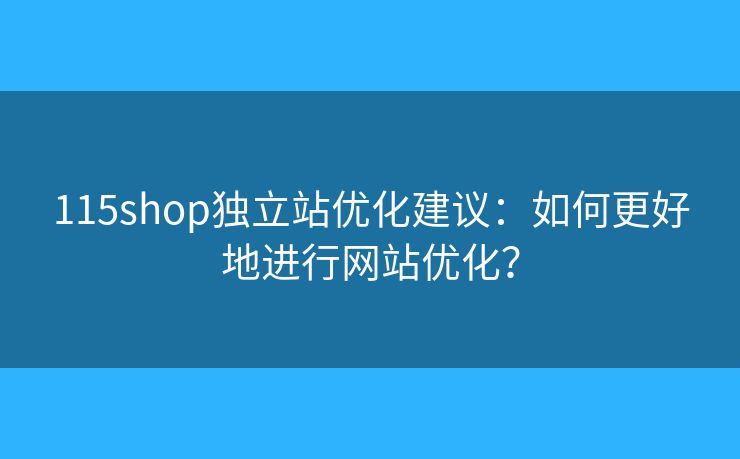 115shop独立站优化建议:如何更好地进行网站优化? 115shop独立站优化建议:如何更好地进行网站优化?