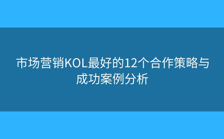 市场营销KOL最好的12个合作策略与成功案例分析 市场营销KOL最好的12个合作策略与成功案例分析