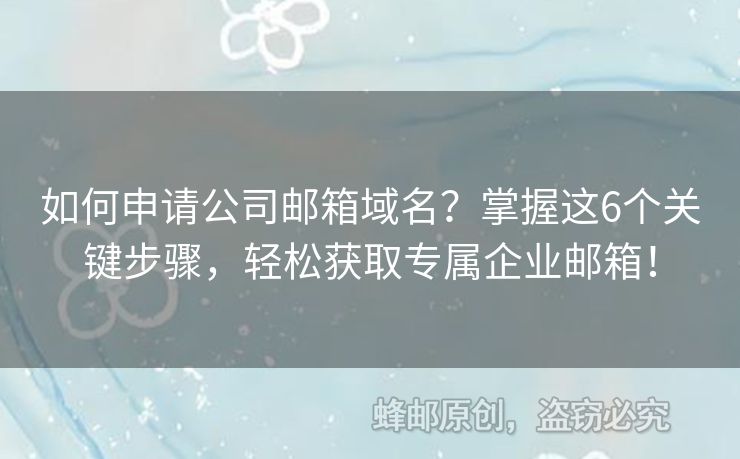 如何申请公司邮箱域名？掌握这6个关键步骤，轻松获取专属企业邮箱！