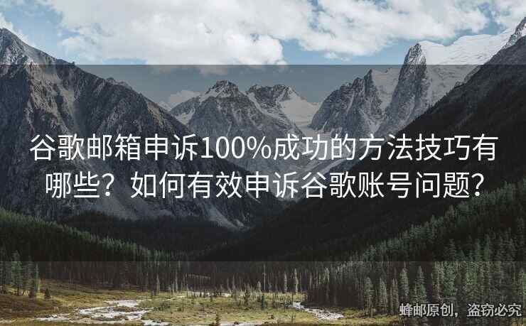 谷歌邮箱申诉100%成功的方法技巧有哪些？如何有效申诉谷歌账号问题？
